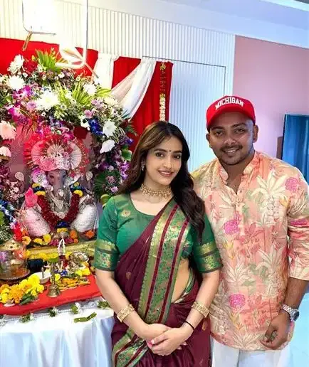Prithvi Shaw Akriti Agarwal Ganesh Chaturthi