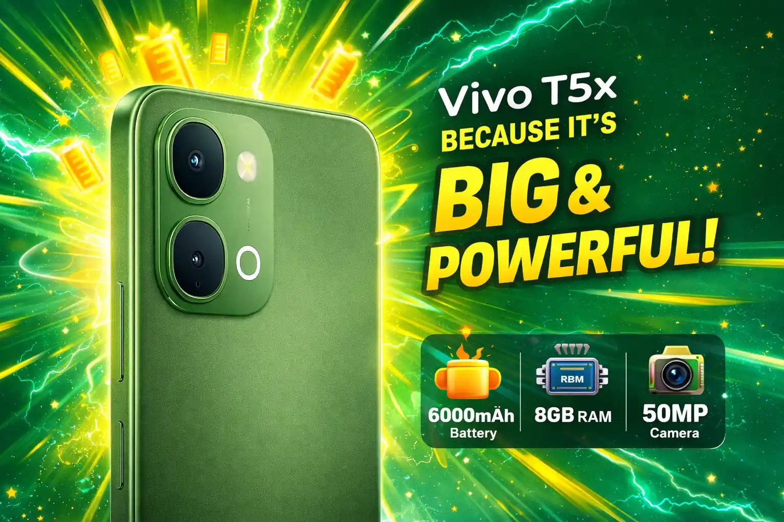 Vivo T5x दमदार बैटरी