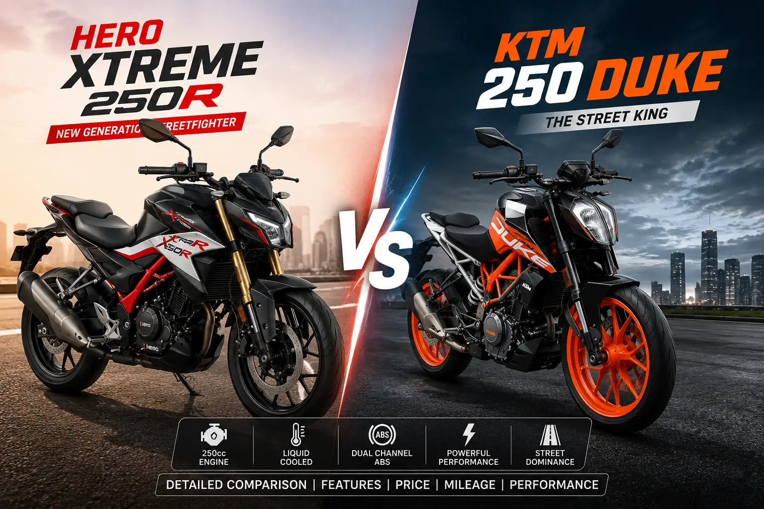 Hero Xtreme 250R vs KTM 250 Duke